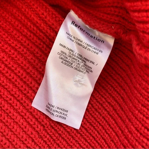 Reformation Jessa Cotton V Neck Button Knit Cardigan Sweater Red Sundried Tomato - Picture 9 of 9